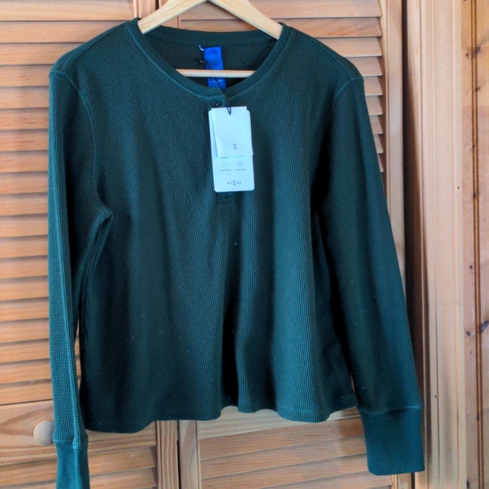 NWT Kit and Ace - Dawn Waffle Henley - S